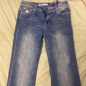 low rise flare jeans with gems / bedazzled